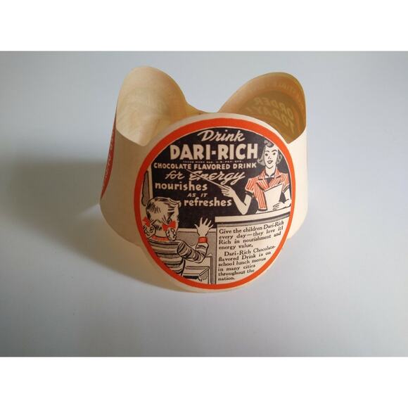 Dari-Rich Chocolate Milk Bottle Collar Teacher and Student Graphics Vintage NOS - Picture 6 of 7